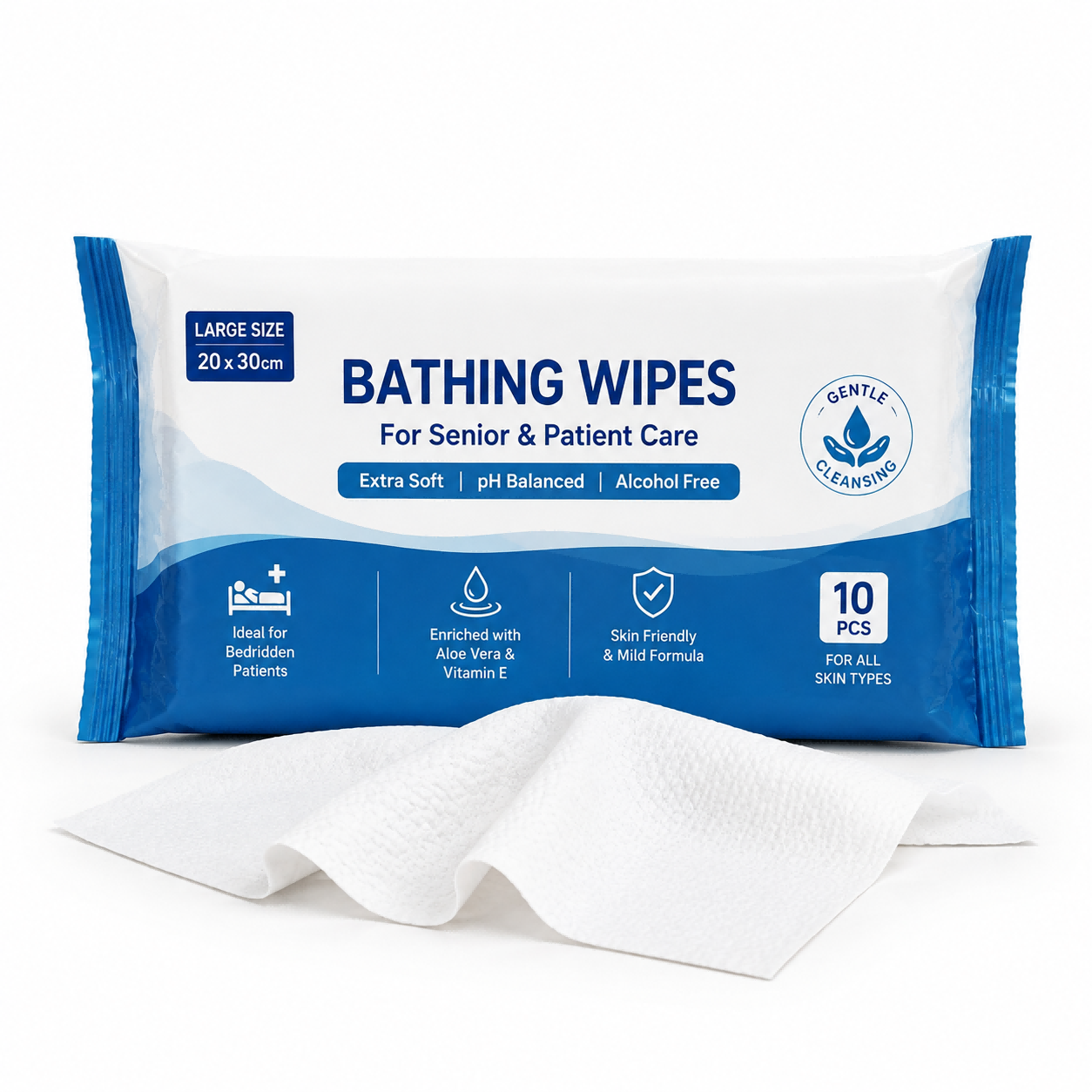Bath Wipes - Large Sheet Size 10 Count